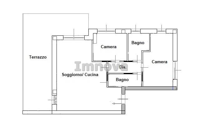 Tre locali secondo piano con terrazzo